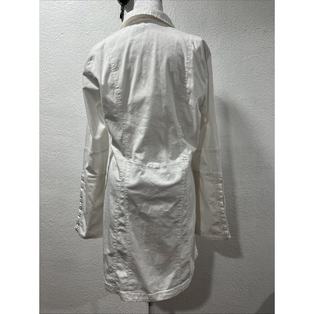 Free People Dress Womens Large White Thea Mini Snap Shirt Dress‎ Open Tunic - Picture 8 of 16